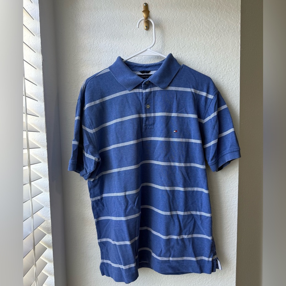 **FINAL PRICE** TOMMY HILFIGER MENS STRIPED POLO SIZE LARGE EUC